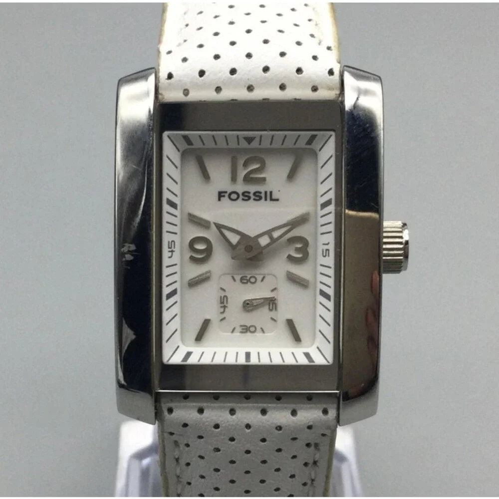 Fossil Tank AM-4512 Womens Watch 24mm White Dial Small Second New Battery